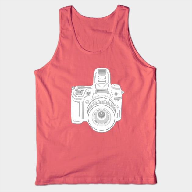 Grey and White Camera Tank Top by XOOXOO